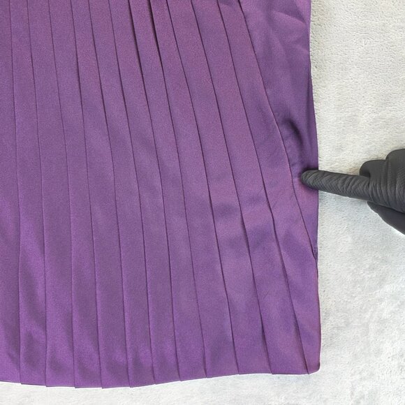 Michael Kors Shirt Womens Size 10 Purple Pleated Short Sleeve Tunic Dressy Top - Picture 5 of 13